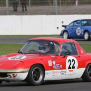 A resolute Jeremy Clark, in his Lotus Elan, heading for a Class C victory at Silverstone Picture: Paul Lawrence/tfmpr.com