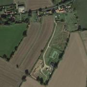 An aerial view of the site in Banham