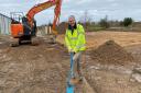Traditional Norfolk Poultry director Mark Gorton breaking ground on the firm's £5m factory extension at Shropham
