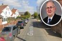 Worries about parking issues in Great Melton Road have been raised in Hethersett. Inset: district councillor David Bills