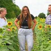 The new pick-your-own sunflower field at Rookery Meadows in Great Ellingham. Kirsty, Jess and Richard.