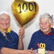 Anne Day (right) with daughter Sue Day (left), as she celebrated her 100th birthday with family and friends.