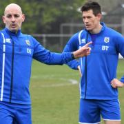 Mulbarton Wanderers first team managers, from left, Danny Self and Ben Thompson will be looking to mastermind an FA Vase victory this weekend. Photo: Jack Owen