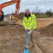 Traditional Norfolk Poultry director Mark Gorton breaking ground on the firm's £5m factory extension at Shropham