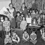 Two teachers retire at West Earlham First School, April 7, 1973.