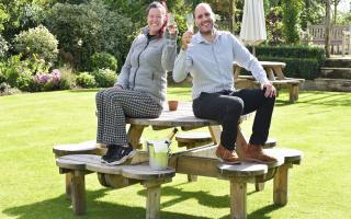 Yeray Sanchez, front of house manager and Office Manager, Cassandra Bishop-Harding at the Brisley Bell which was named best pub garden in 2021.
